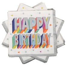 JAM PAPER Birthday Party Beverage Napkins, 5 x 5, Colorful Confetti, 16 Napkins/Pack