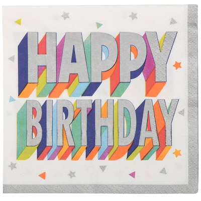 JAM PAPER Birthday Party Beverage Napkins, 5 x 5, Colorful Confetti, 16 Napkins/Pack