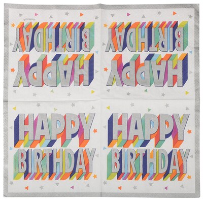 JAM PAPER Birthday Party Beverage Napkins, 5 x 5, Colorful Confetti, 16 Napkins/Pack