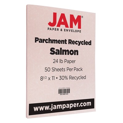 JAM Paper 8.5" x 11" Color Writing Paper, 24 lbs., Salmon Pink, 50 Sheets/Ream (17137622A)