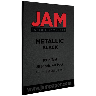 JAM PAPER Metallic  Colored Paper, 32 lb., 8.5" x 11", Black Stardream, 25 Sheets/Pack (1834385)