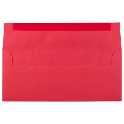 JAM Paper #10 Business Envelopes, 4 1/8" x 9 1/2", Red Recycled, 100/Pack (67161D)