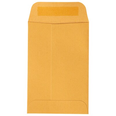 JAM Paper #4 Coin Business Commercial Envelopes with Peel & Seal Closure, 3" x 4 1/2", Brown Kraft Manila, 50/Pack (400238461I)