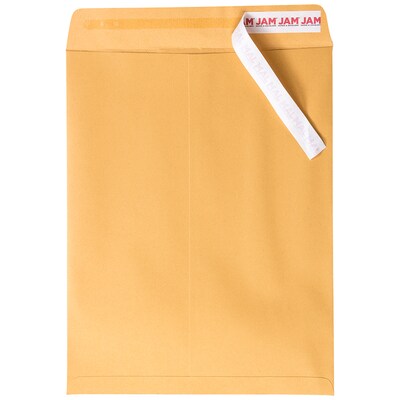 JAM Paper Open End Catalog Premium Envelopes with Peel & Seal Closure, 10" x 13", Brown Kraft Manila, 50/Pack (13034233I)