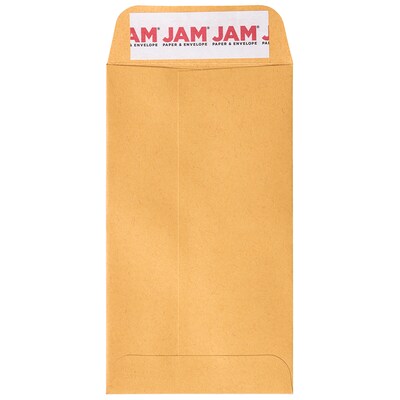 JAM Paper #5.5 Coin Business Envelopes with Peel & Seal Closure, 3 1/8 x 5 1/2, Brown Kraft Manila