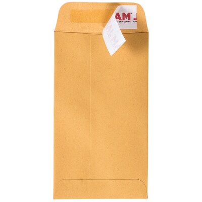 JAM Paper #5.5 Coin Business Envelopes with Peel & Seal Closure, 3 1/8" x 5 1/2", Brown Kraft Manila, 50/Pack (400238462I)