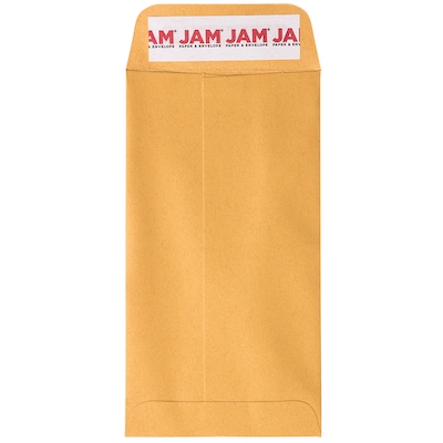 JAM Paper Business #7 Coin Envelopes with Peel & Seal Closure, 3 1/2 x 6 1/2, Brown Kraft Manila,