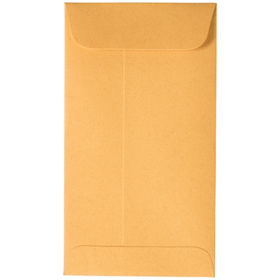 JAM Paper #6 Coin Business Envelopes with Peel & Seal Closure, 3 3/8 x 6, Brown Kraft Manila, 50/P