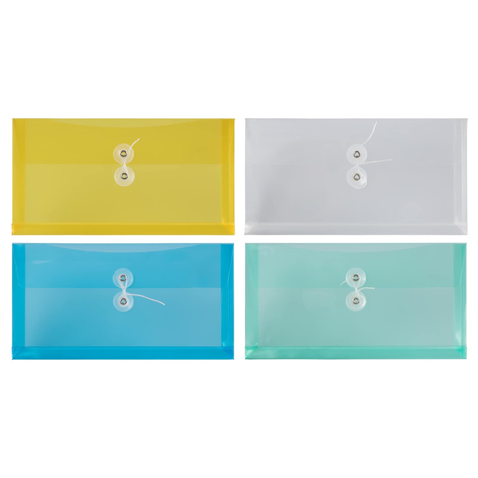 JAM Paper #10 Business Envelopes with Button & String Tie Closure, 5 1/4 x 10, Assorted Colors, 24/Pack (12438652)