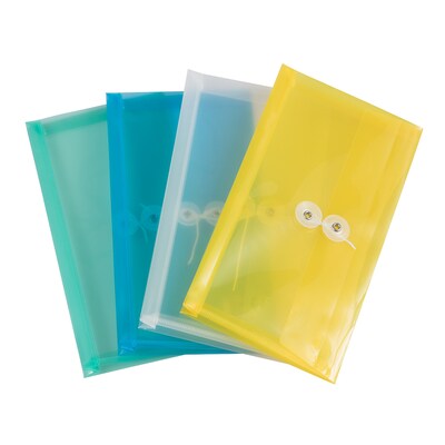 JAM Paper #10 Business Envelopes with Button & String Tie Closure, 5 1/4 x 10, Assorted Colors, 24