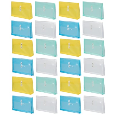 JAM Paper #10 Business Envelopes with Button & String Tie Closure, 5 1/4" x 10", Assorted Colors, 24/Pack (12438652)