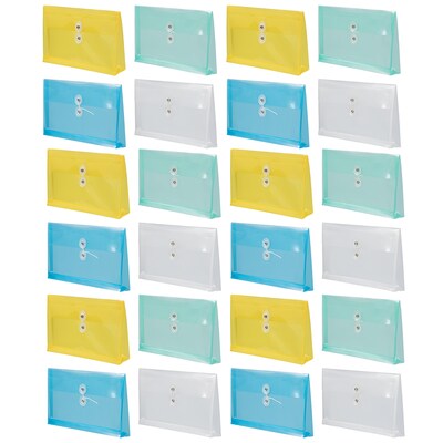 JAM Paper #10 Business Envelopes with Button & String Tie Closure, 5 1/4" x 10", Assorted Colors, 24/Pack (12438652)