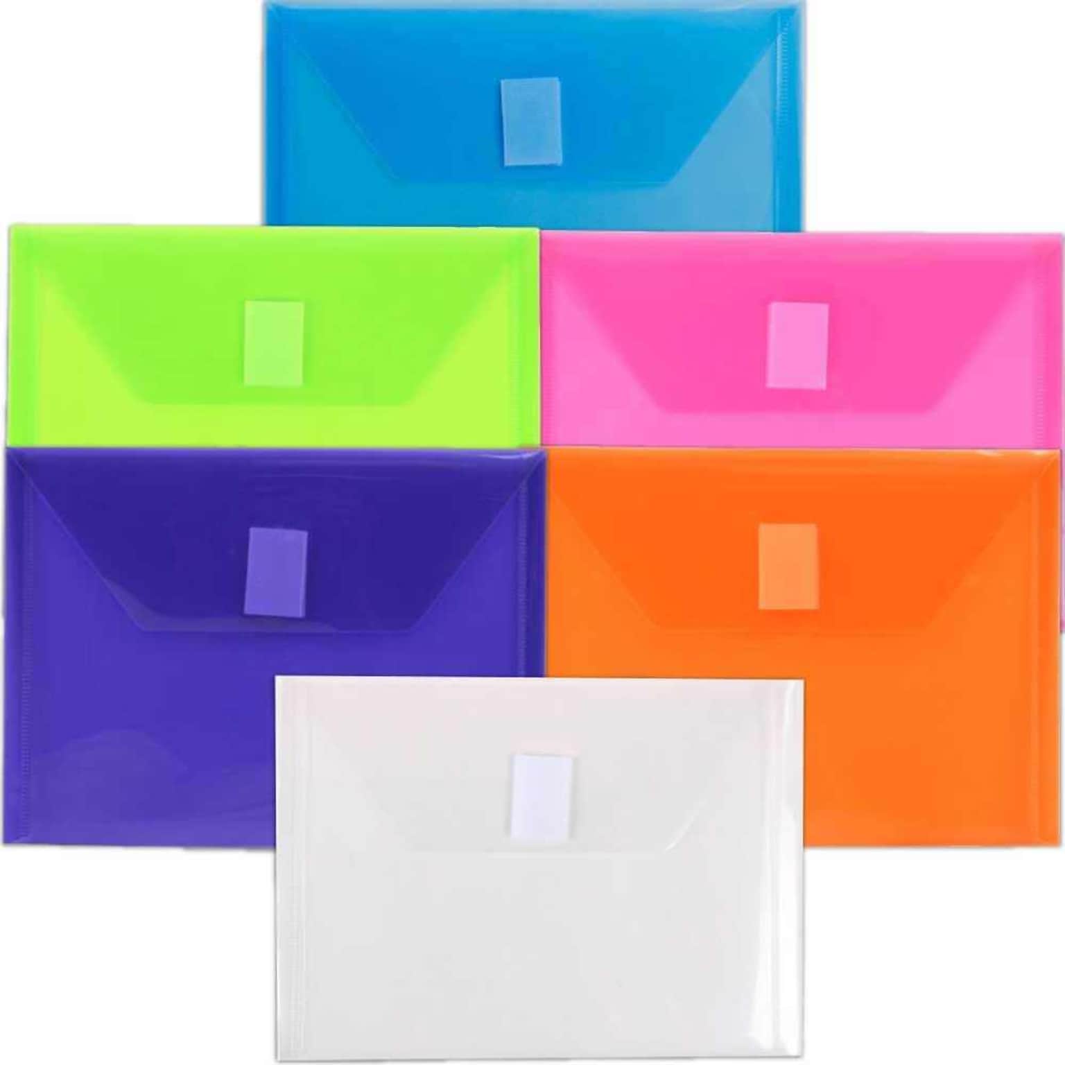 JAM Paper Index Envelopes with Hook & Loop Closure, 5 1/2 x 7 1/2, Assorted Colors, 6/Pack (920V0ASST)