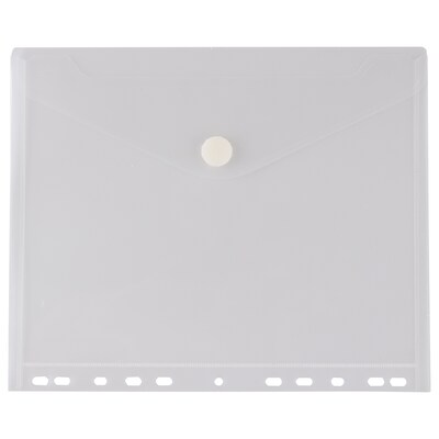 JAM Paper 3 Hole Punch Binder Envelopes with Hook & Loop Closure, 9 1/2 x 11 1/2, Clear, 12/Pack (
