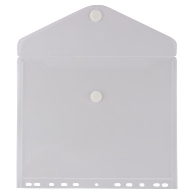 JAM Paper 3 Hole Punch Binder Envelopes with Hook & Loop Closure, 9 1/2 x 11 1/2, Clear, 12/Pack (