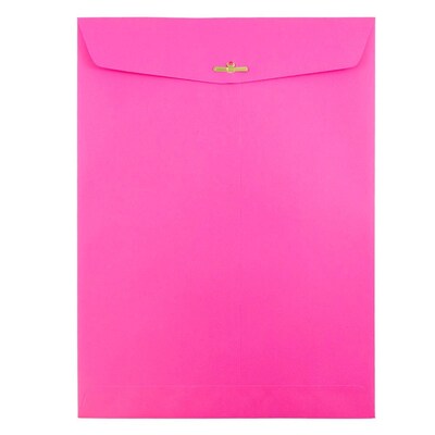 JAM Paper Envelopes with Clasp Closure, 9 x 12, Ultra Fuchsia Hot Pink, 50/Pack (90909027I)