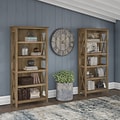 Bush Furniture Key West 66H 5-Shelf Bookcase with Adjustable Shelves, Reclaimed Pine Laminated Wood