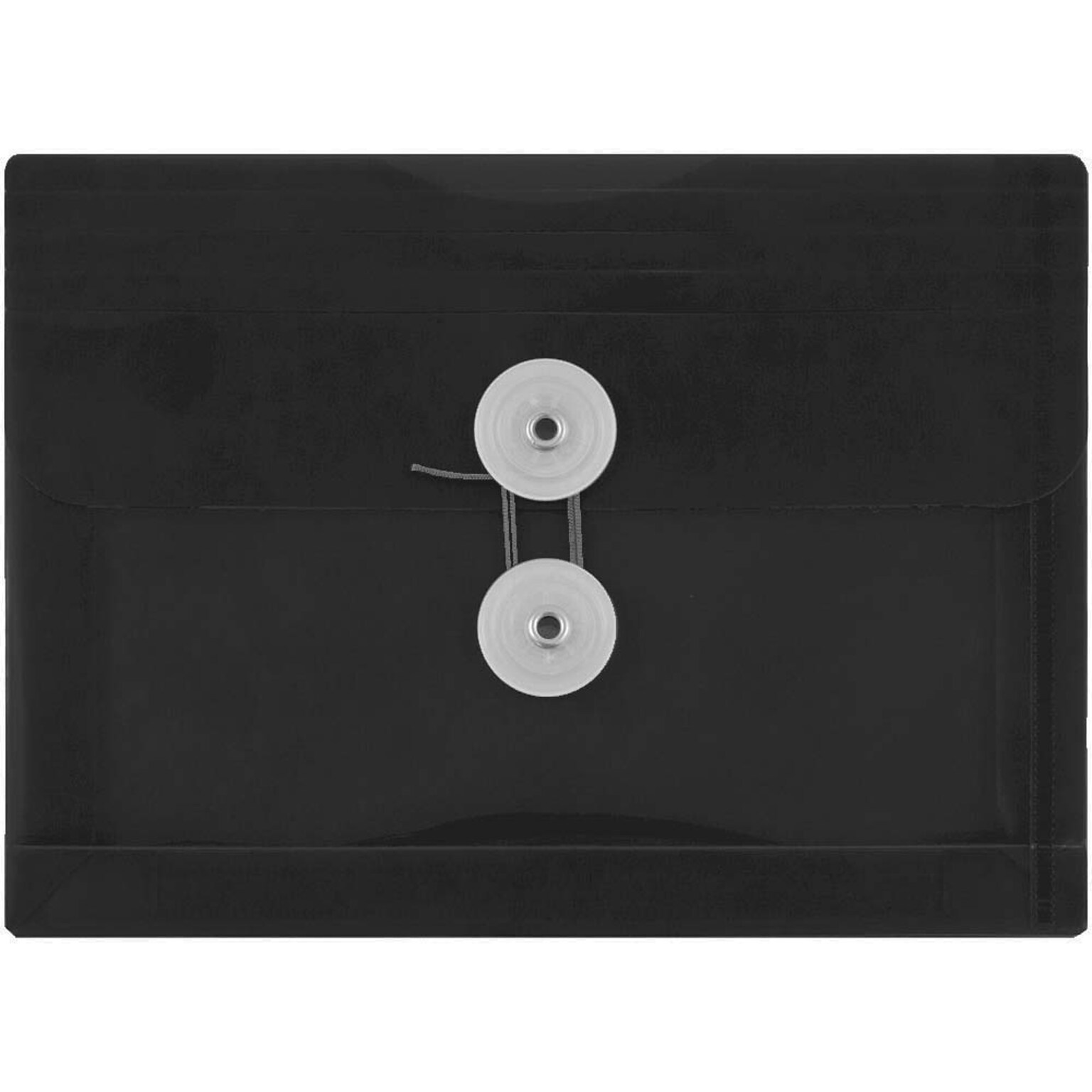 JAM Paper Index Envelopes with Button & String Tie Closure, 5 1/2 x 7 1/2, Black, 12/Pack (920B1BL)