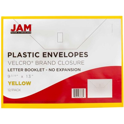 JAM Paper Envelopes with Hook & Loop Closure, 9 3/4" x 13", Yellow, 12/Pack (218V0YE)