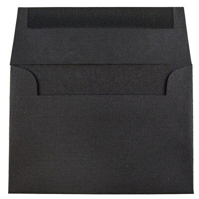 JAM Paper 4Bar A1 Premium Invitation Envelopes, 3 5/8" x 5 1/8", Black Linen, 100/Pack (900919196D)