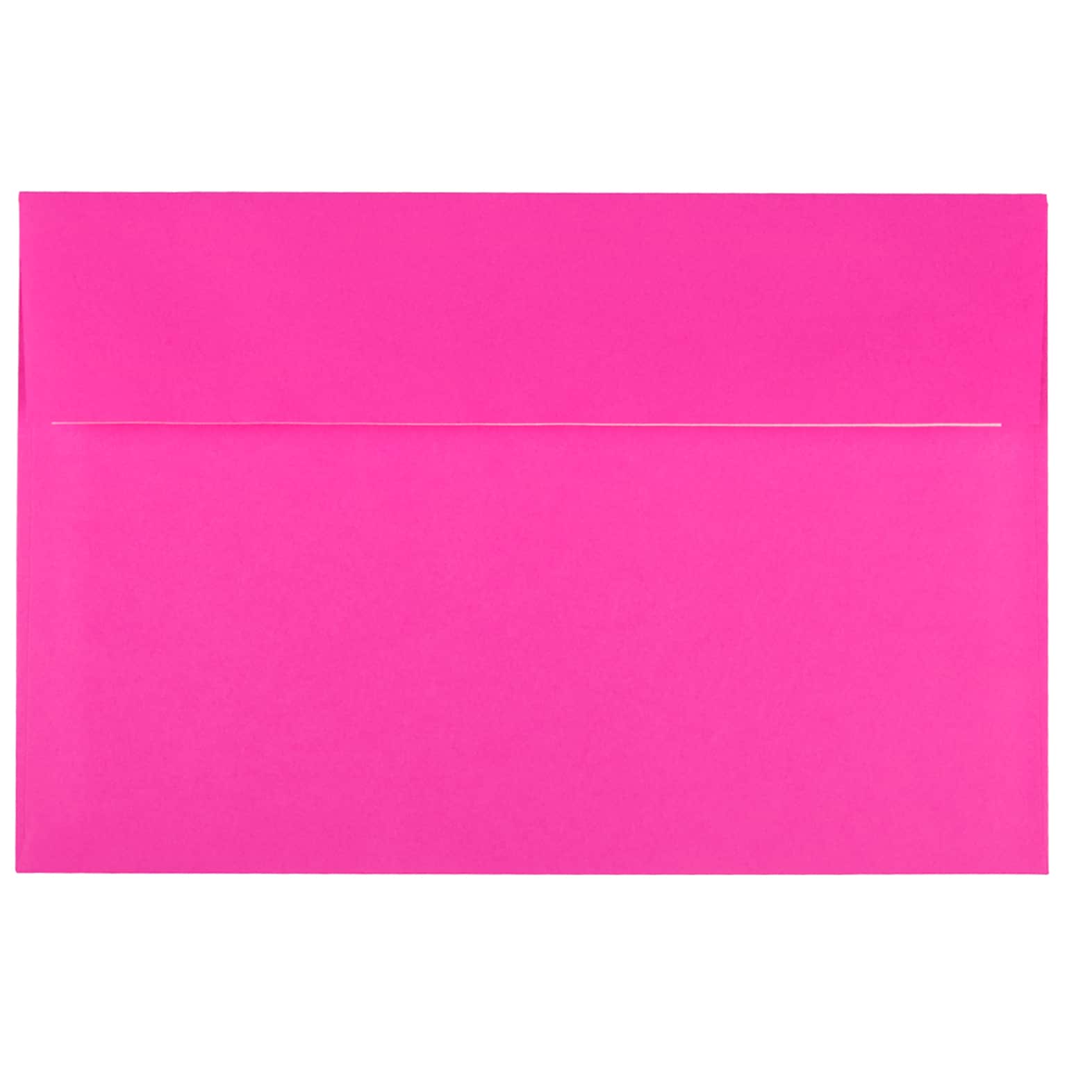 JAM Paper A9 Invitation Envelopes with Peel & Seal Closure, 5 3/4 x 8 3/4, Ultra Fuchsia Hot Pink, 100/Pack (241137097)