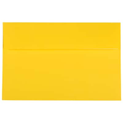 JAM Paper A9 Invitation Envelopes with Peel & Seal Closure, 5 3/4 x 8 3/4, Yellow Recycled, 100/Pa