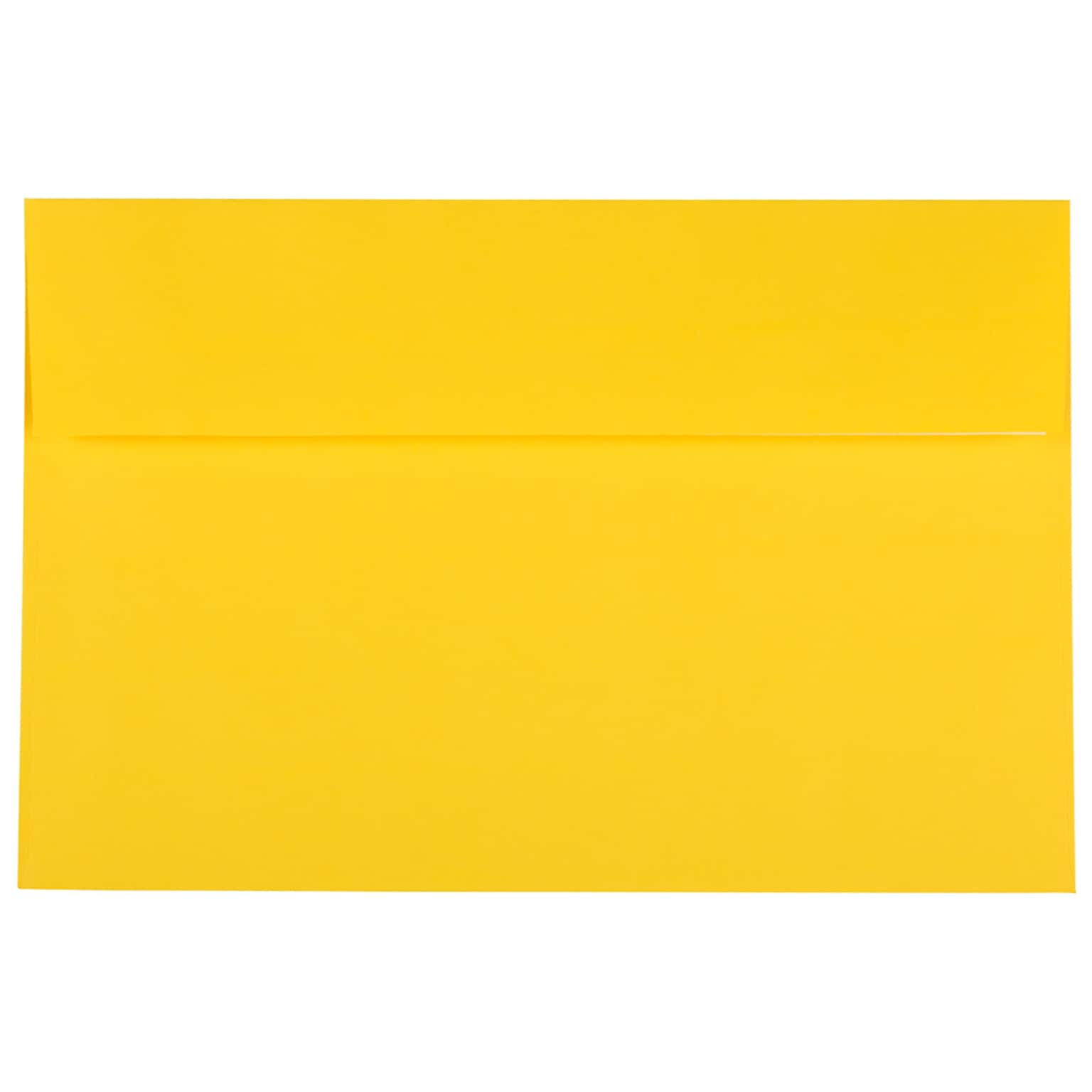 JAM Paper A9 Invitation Envelopes with Peel & Seal Closure, 5 3/4 x 8 3/4, Yellow Recycled, 100/Pack (241137098)