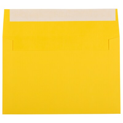 JAM Paper A9 Invitation Envelopes with Peel & Seal Closure, 5 3/4" x 8 3/4", Yellow Recycled, 100/Pack (241137098)