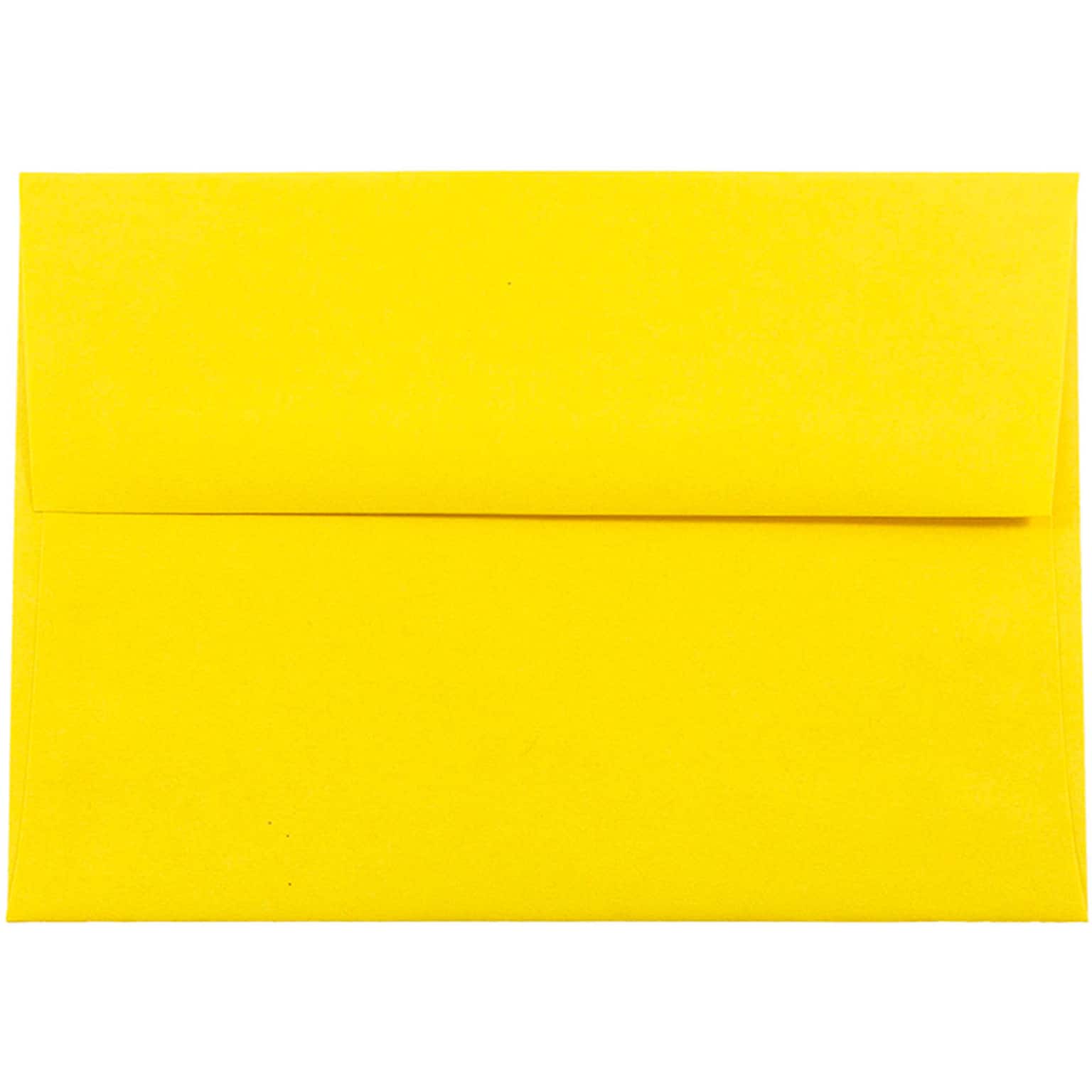 JAM Paper A7 Invitation Envelopes, 5 1/4 x 7 1/4, Yellow Recycled, 100/Pack (96326D)