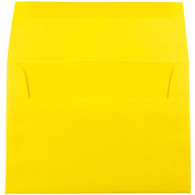 JAM Paper A7 Invitation Envelopes, 5 1/4" x 7 1/4", Yellow Recycled, 100/Pack (96326D)