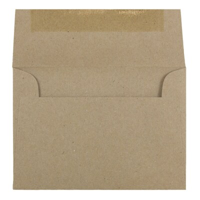JAM Paper 4Bar A1 Premium Invitation Envelopes, 3 5/8" x 5 1/8", Brown Kraft Paper Bag, 100/Pack (LEKR900SFD)