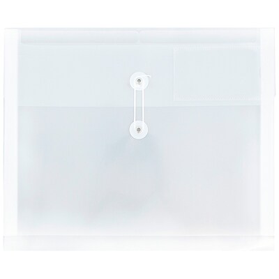 JAM Paper Clear Envelopes with Button, String Tie Closure & 2 Dividers, 12 3/4 x 10 1/2, Clear, 24