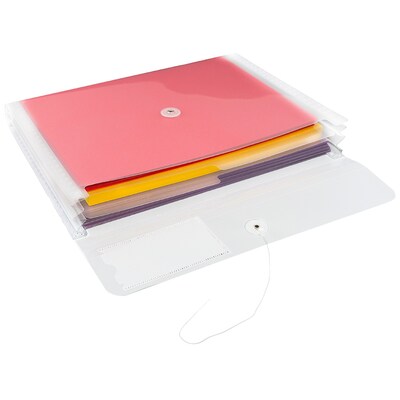JAM Paper Clear Envelopes with Button & String Tie Closure, 12 3/4" x 10 1/2", Clear (JSF228A)
