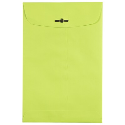 JAM Paper Open End Envelopes with Clasp Closure, 6 x 9, Ultra Lime Green, 50/Pack (V0128133I)