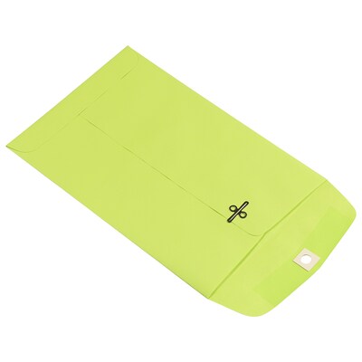 JAM Paper Open End Envelopes with Clasp Closure, 6" x 9", Ultra Lime Green, 50/Pack (V0128133I)