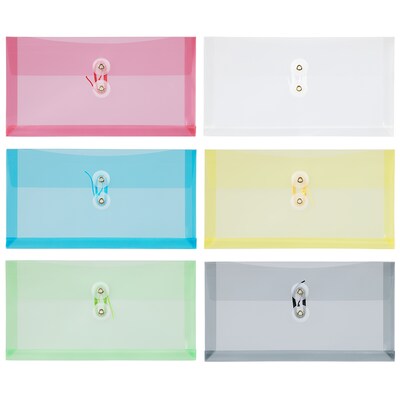 JAM Paper #10 Business Envelopes with Button & String Tie Closure, 5 1/4 x 10, Assorted Colors, 12