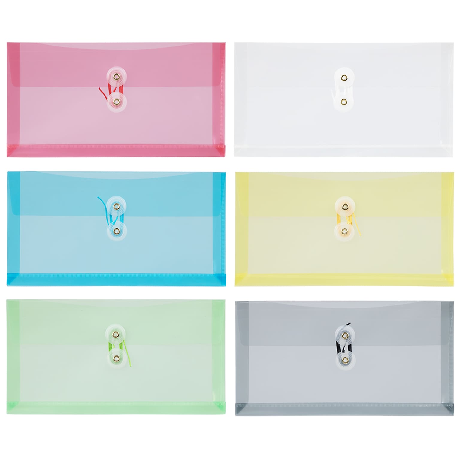 JAM Paper #10 Business Envelopes with Button & String Tie Closure, 5 1/4 x 10, Assorted Colors, 12/Pack (12438614)