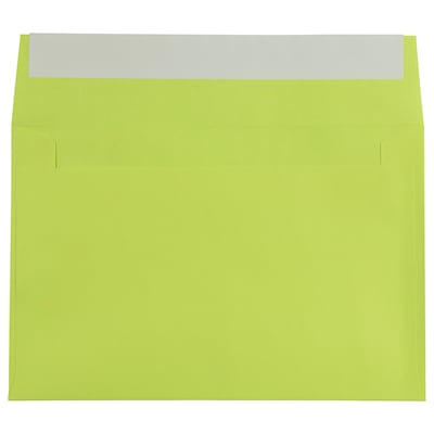 JAM Paper A9 Invitation Envelopes with Peel & Seal Closure, 5 3/4 x 8 3/4, Ultra Lime Green, 100/P