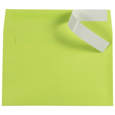 JAM Paper A9 Invitation Envelopes with Peel & Seal Closure, 5 3/4" x 8 3/4", Ultra Lime Green, 100/Pack (241137099)