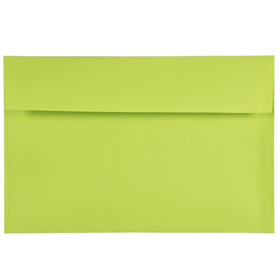 JAM Paper A9 Invitation Envelopes with Peel & Seal Closure, 5 3/4" x 8 3/4", Ultra Lime Green, 100/Pack (241137099)