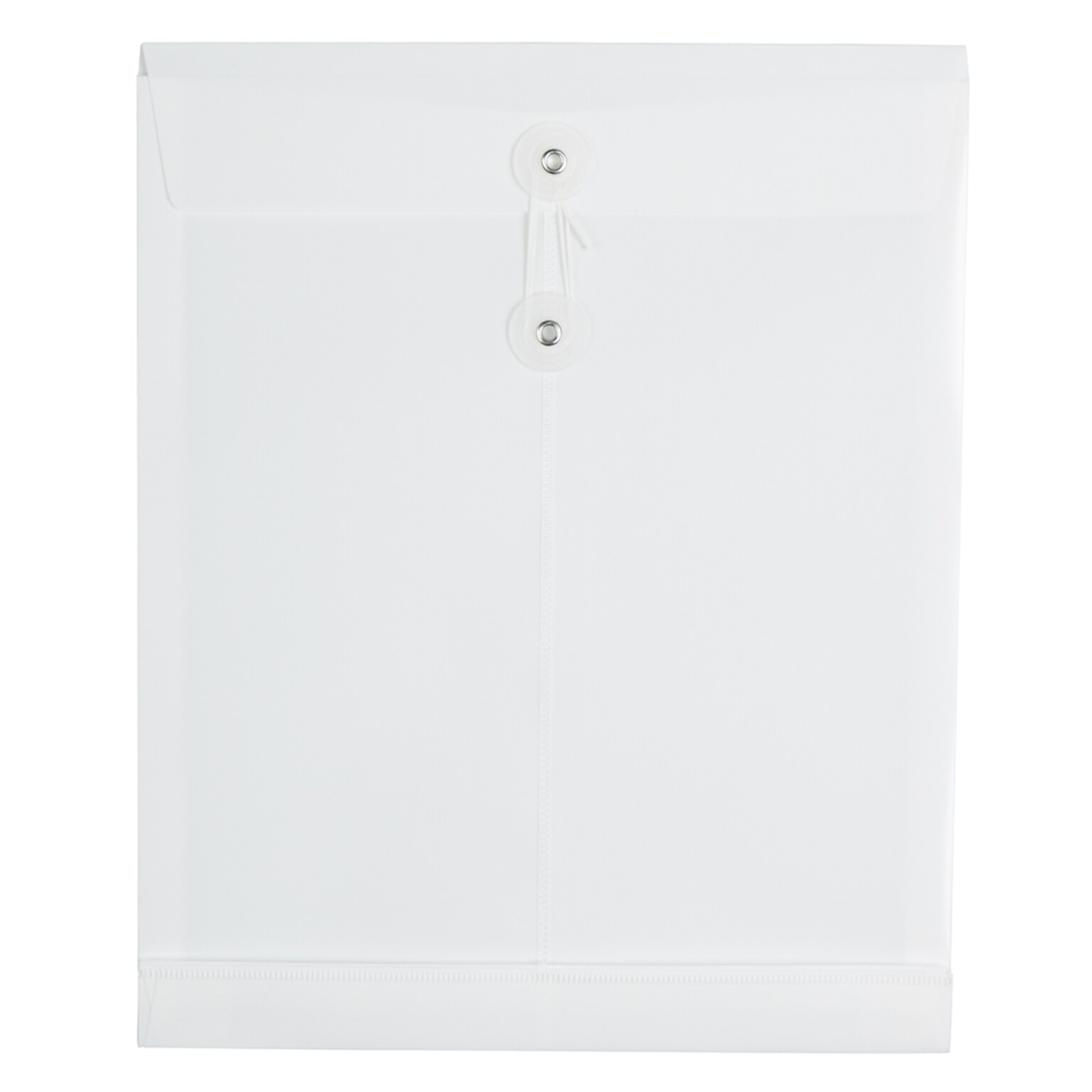 JAM Paper Open End Envelopes with Button & String Tie Closure, 9 3/4 x 11 3/4, White, 12/Pack (118B1WH)