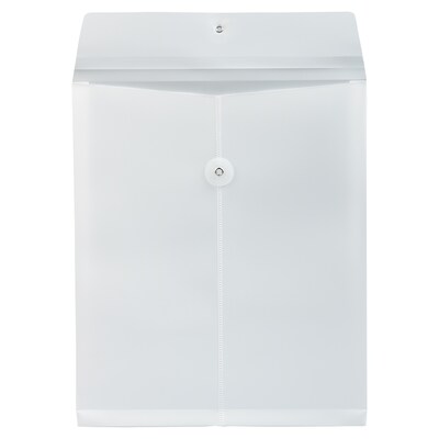 JAM Paper Open End Envelopes with Button & String Tie Closure, 9 3/4 x 11 3/4, White, 12/Pack (118