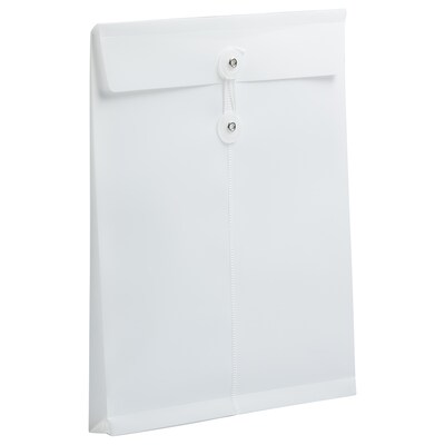 JAM Paper Open End Envelopes with Button & String Tie Closure, 9 3/4" x 11 3/4", White, 12/Pack (118B1WH)