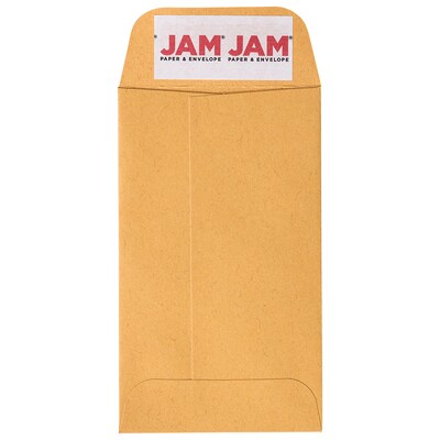 JAM Paper #3 Coin Business Commercial Envelopes w/ Peel & Seal Closure, 2 1/2 x 4 1/4, Brown Kraft