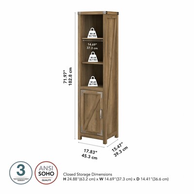 kathy ireland® Home by Bush Furniture Cottage Grove 5-Shelf 72"H Bookcase, Reclaimed Pine (CGB118RCP-03)