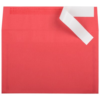 JAM Paper A9 Invitation Envelopes with Peel & Seal Closure, 5 3/4 x 8 3/4, Red Recycled, Bulk 100/