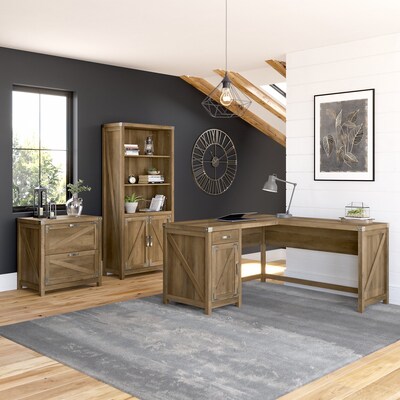 kathy ireland® Home by Bush Furniture Cottage Grove 60 L-Shaped Desk with Storage, Reclaimed Pine (