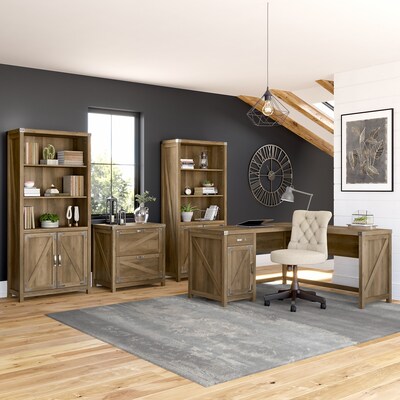 Bush Furniture Knoxville 60"W L Shaped Desk with Drawer and Storage Cabinet, Reclaimed Pine (CGD160RCP-03)