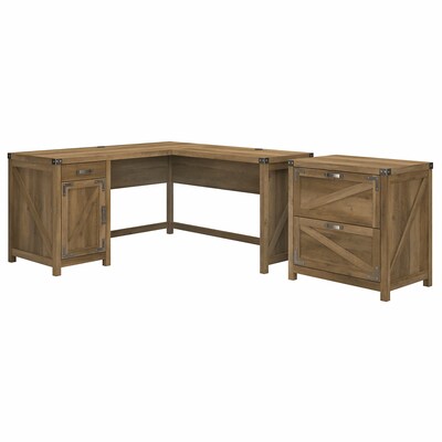 kathy ireland® Home by Bush Furniture Cottage Grove 60 L-Shaped Desk with Lateral File Cabinet, Rec