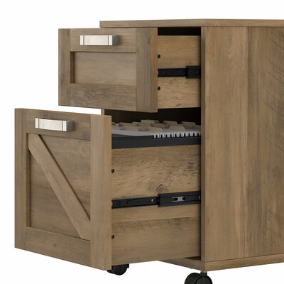kathy ireland® Home by Bush Furniture 2-Drawer Vertical File Cabinet, Mobile, Letter/Legal, Reclaimed Pine, 17"